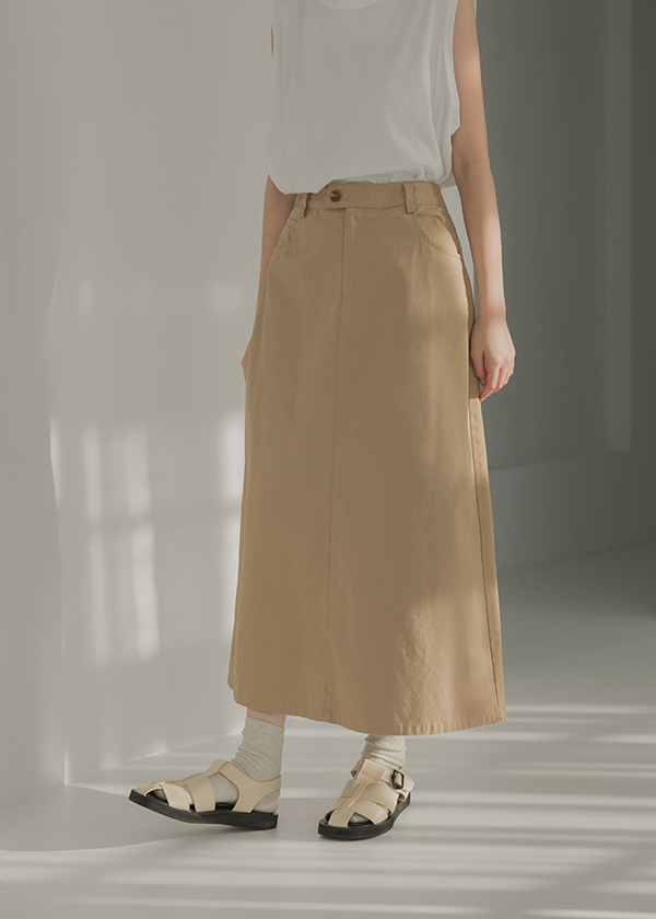 純棉特殊剪接口袋A字裙