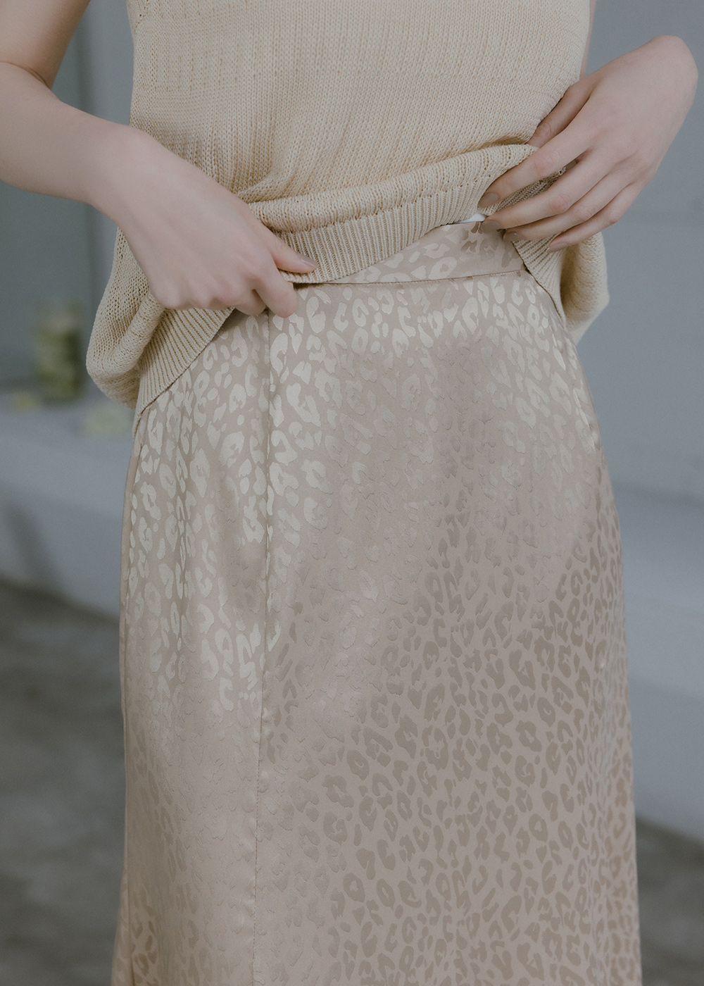 低調奢華微光澤感豹紋魚尾裙