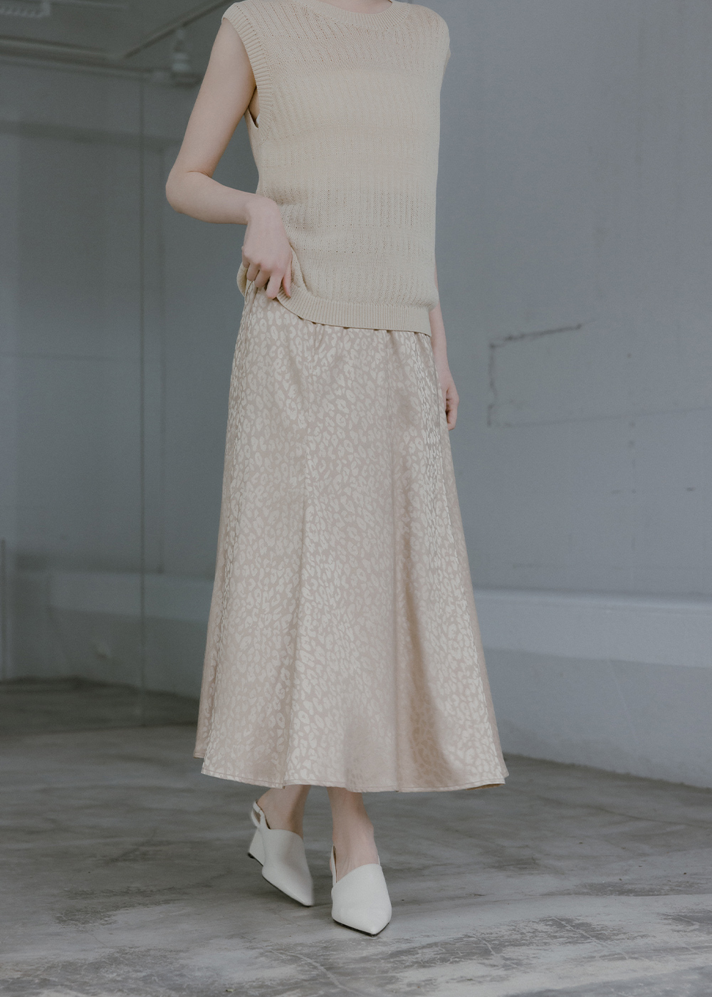 低調奢華微光澤感豹紋魚尾裙