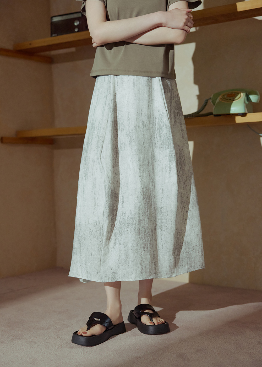 渲染打褶設計長裙