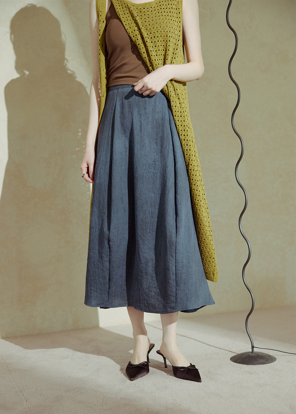 渲染打褶設計長裙