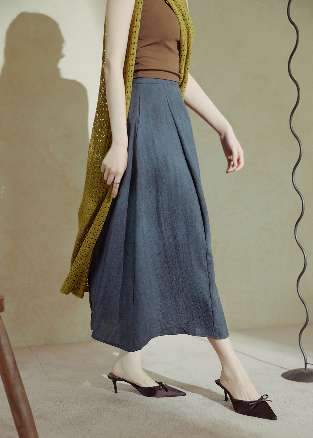 渲染打褶設計長裙