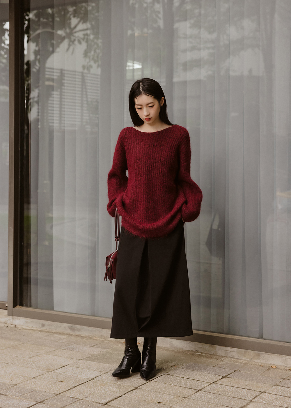 挺版紋理A字長裙