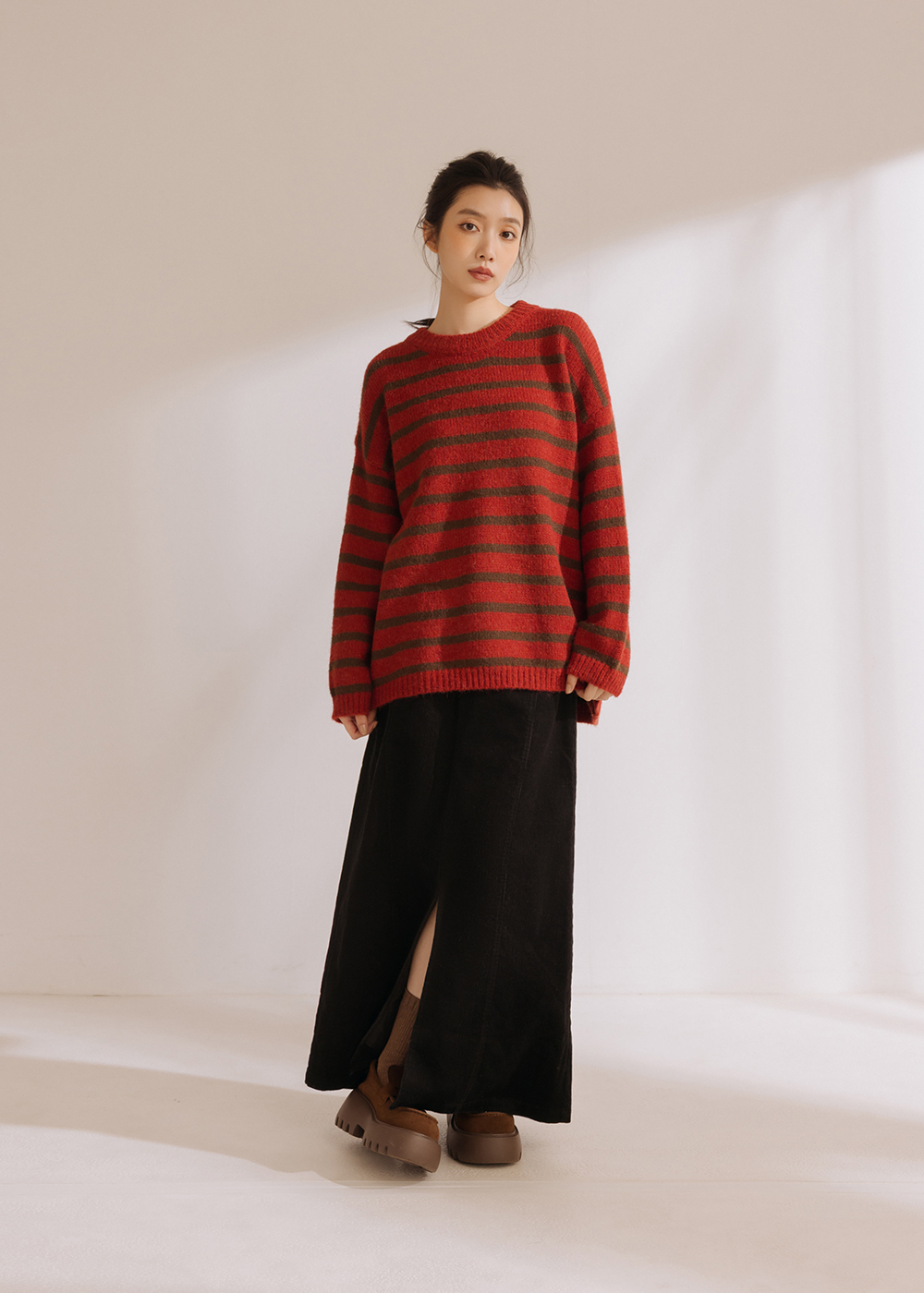 純綿挺感燈心絨長裙