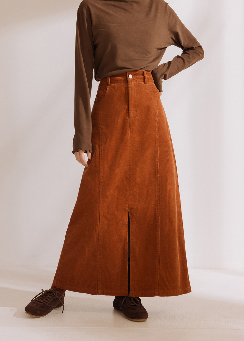 純綿挺感燈心絨長裙