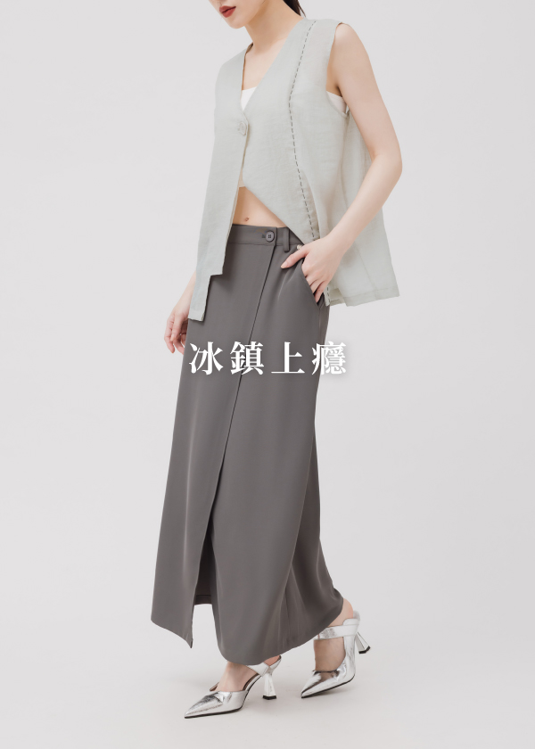 冰霧西裝垂墜修身剪接長裙
