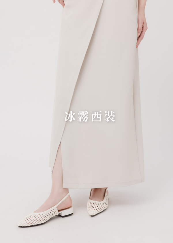 冰霧西裝垂墜修身剪接長裙