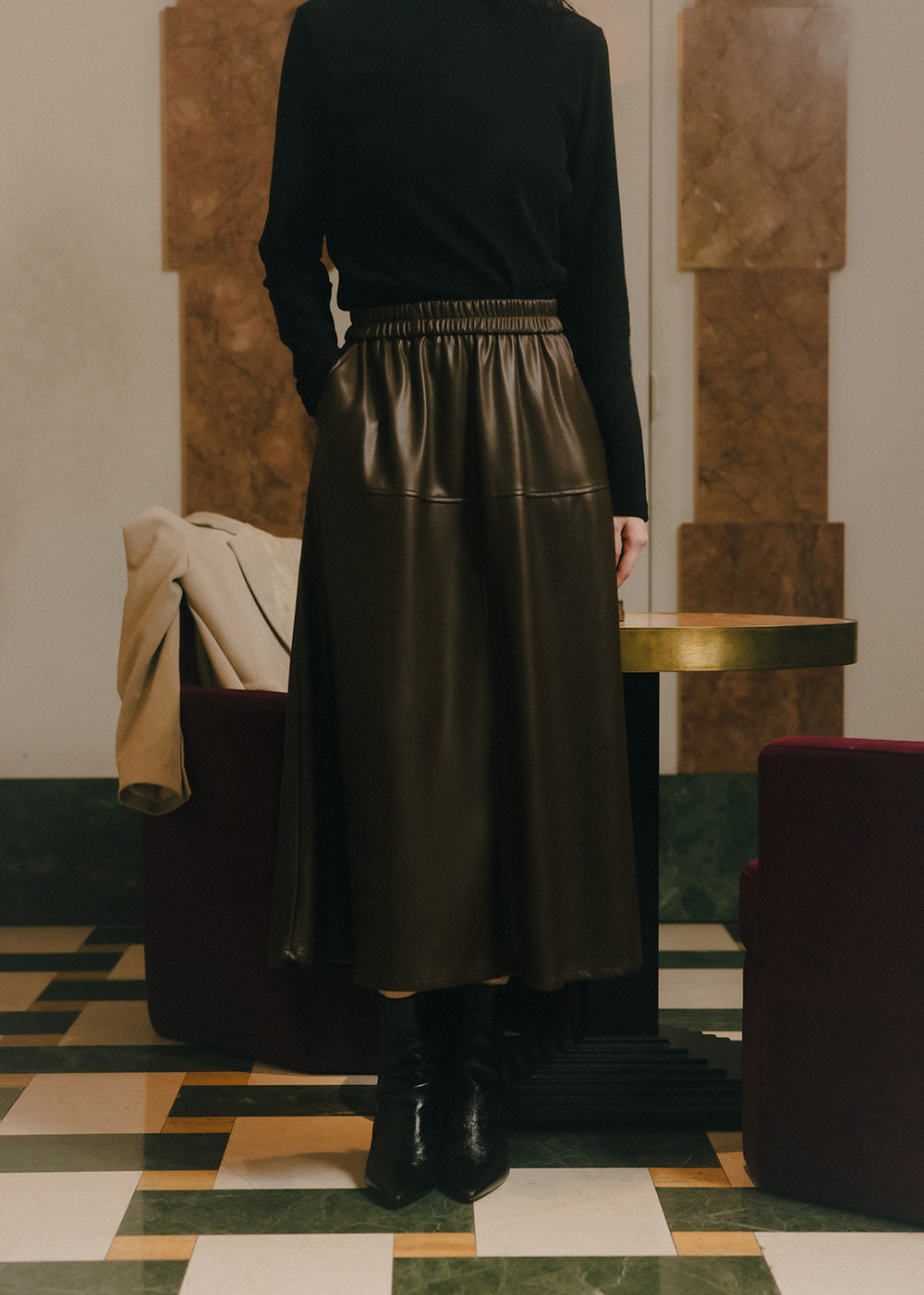 質感個性皮革長裙