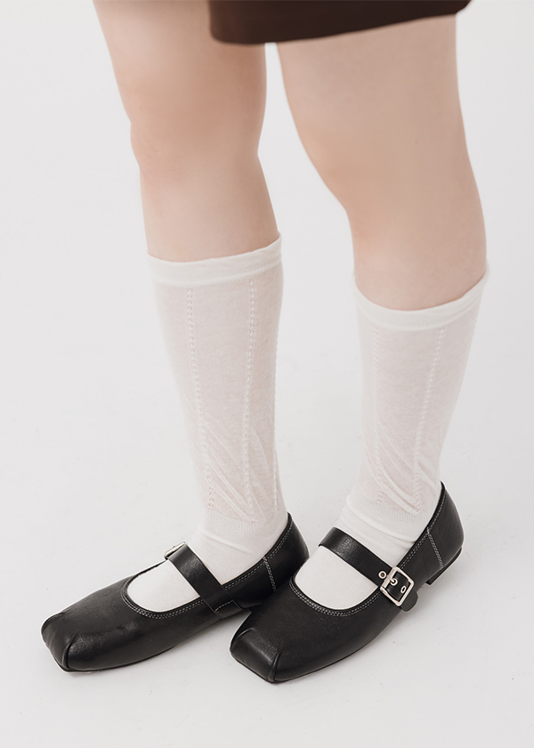 方頭金屬釦瑪莉珍平底鞋