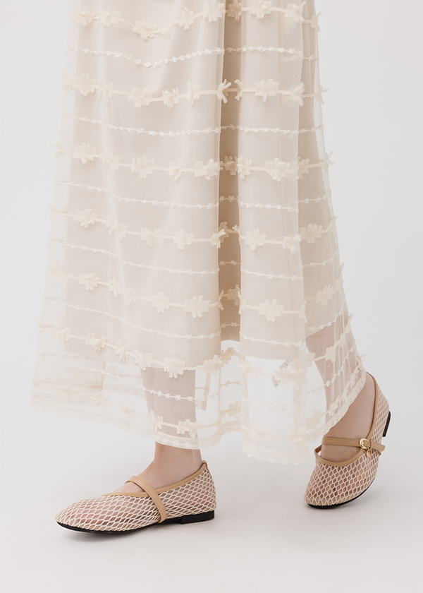 晶透網格舒適平底瑪莉珍鞋