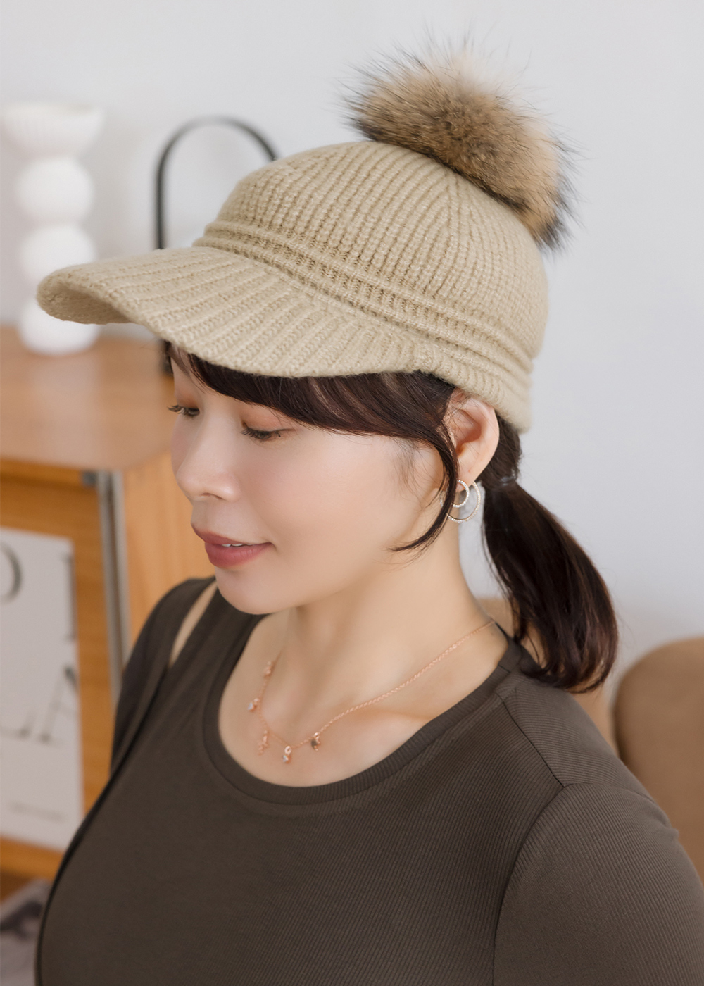 葭冬霜華萌萌綵毬毛帽