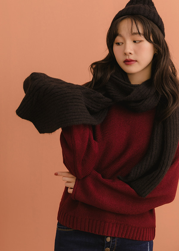 彩虹糖蓬坑條厚實圍巾