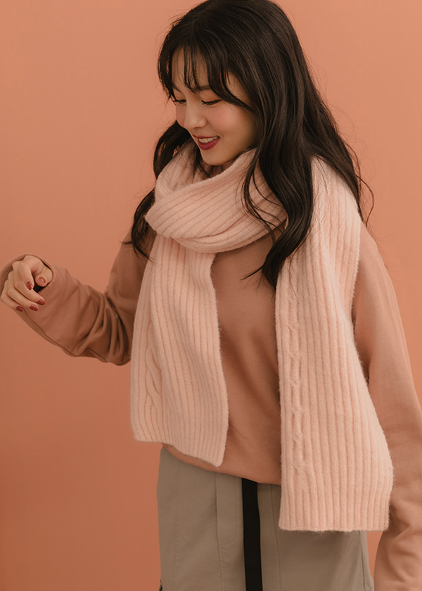 彩虹糖蓬坑條厚實圍巾