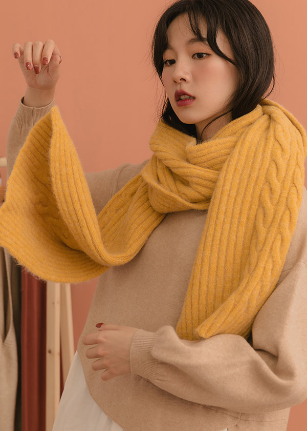 彩虹糖蓬坑條厚實圍巾