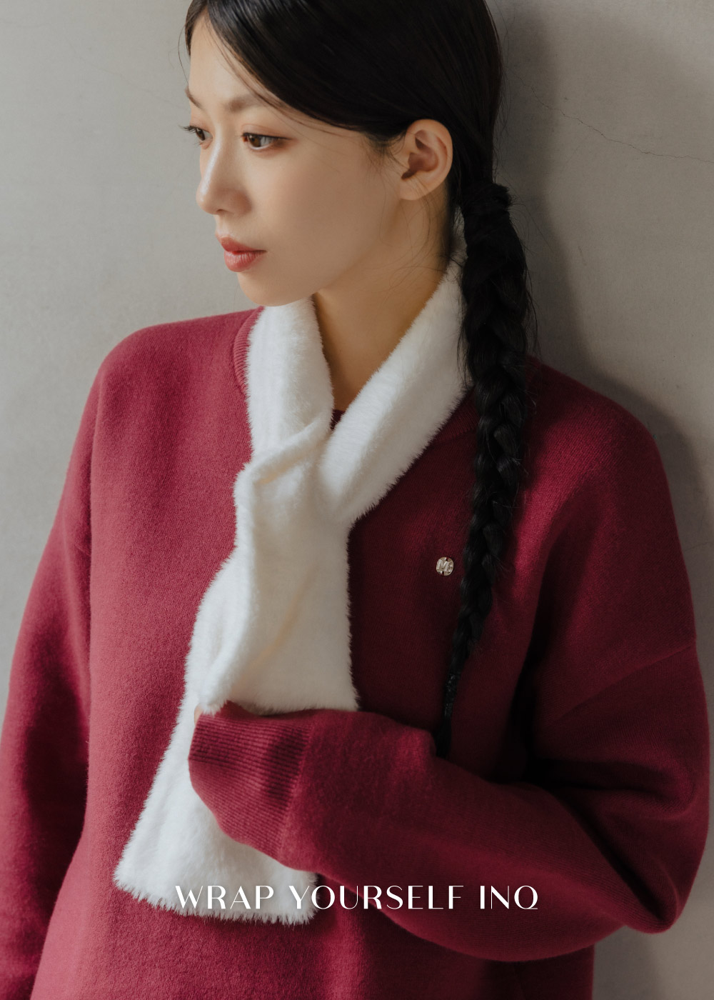 雪Q針織-簡約輕便短圍巾