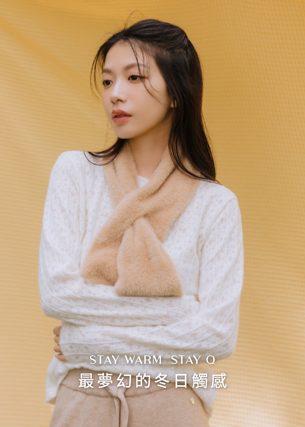 雪Q針織-簡約輕便短圍巾