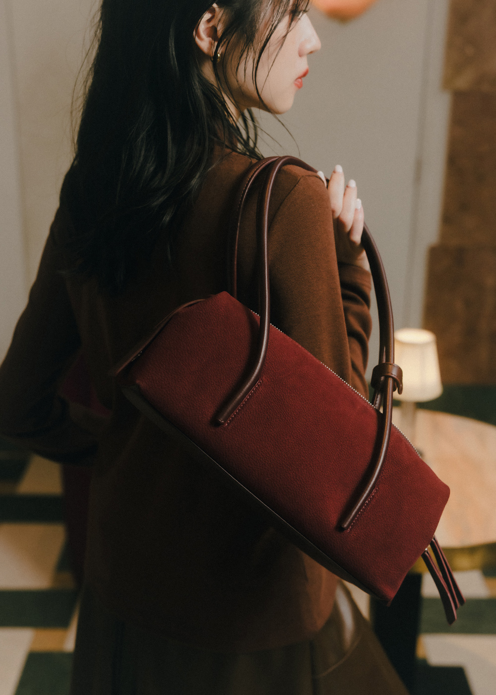 質感麂皮單肩包