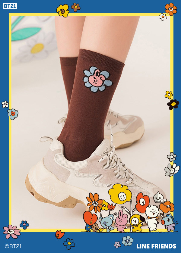 BT21花花造型中筒襪